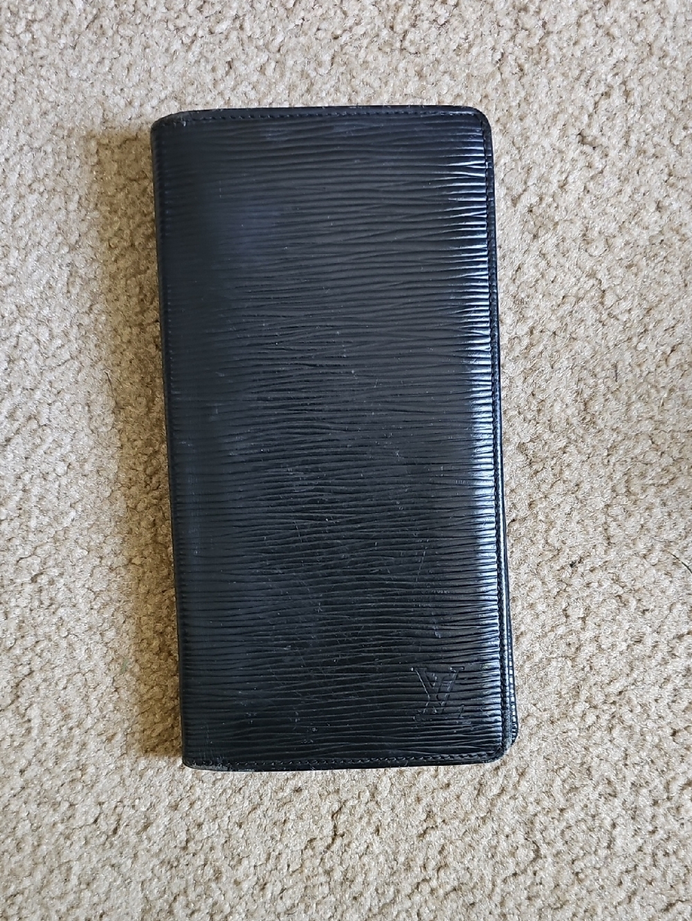 Louis Vuitton Black Epi Textured Leather Wallet with Embossed Logo